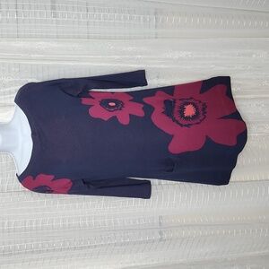 Anthropologie Field Flower Poppy Tunic Sweater Knit Dress W/ Pockets SzS